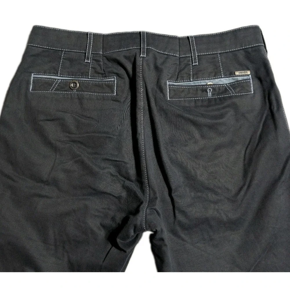 Meyer New York Pants Mens 32x31 Navy Stretch Chinos Contrast Stitch Germany